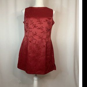 Vintage 90's Y2K City Triangles Red Flocked Square Neck Sheath Mini Dress Size 5